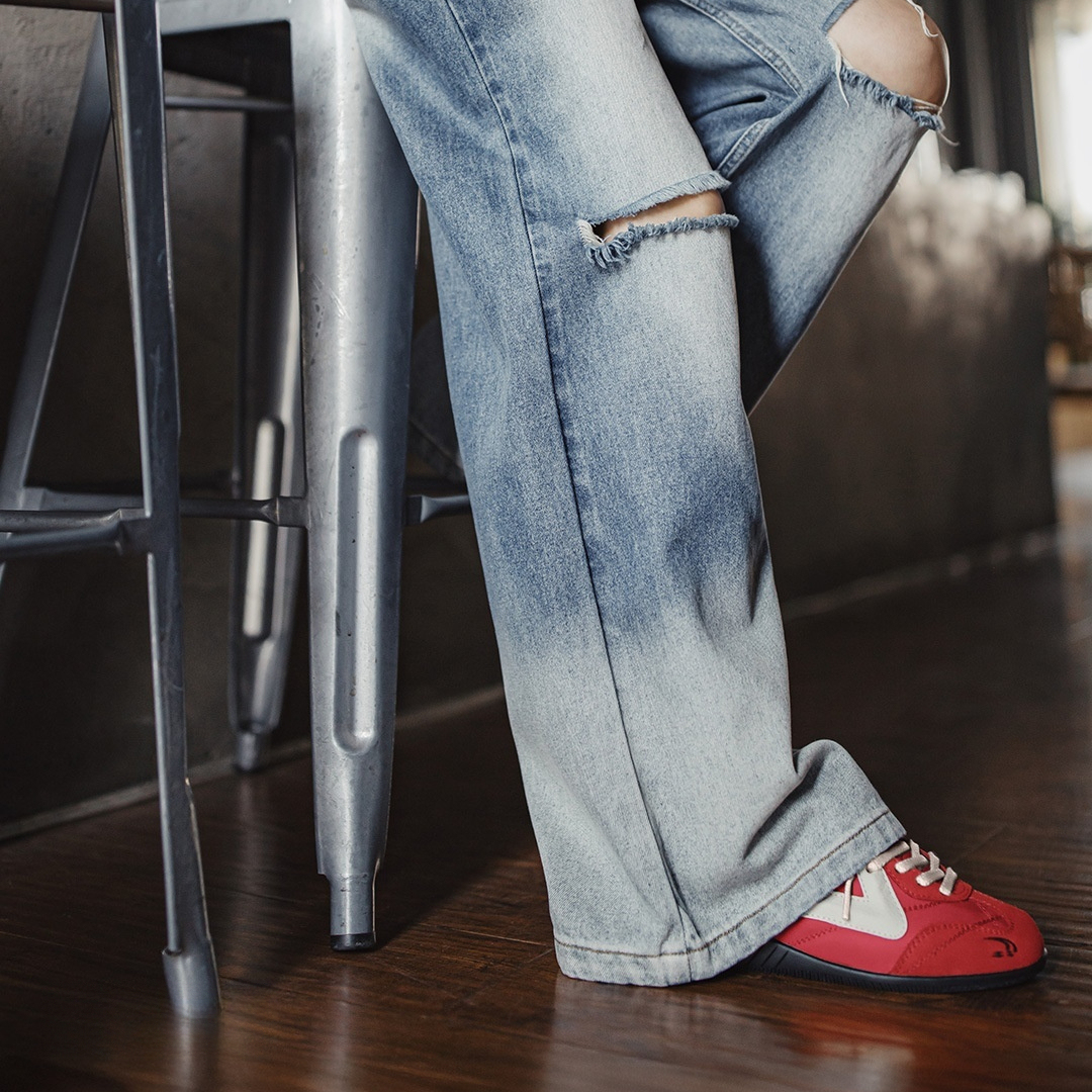 德訓紅色賽車鞋2025新款男女款復古薄底運動休閒鞋平底板鞋子