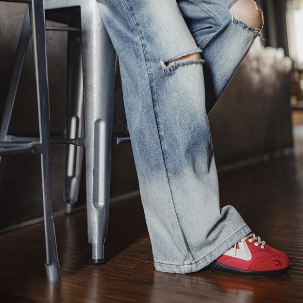 德訓紅色賽車鞋2025新款男女款復古薄底運動休閒鞋平底板鞋子