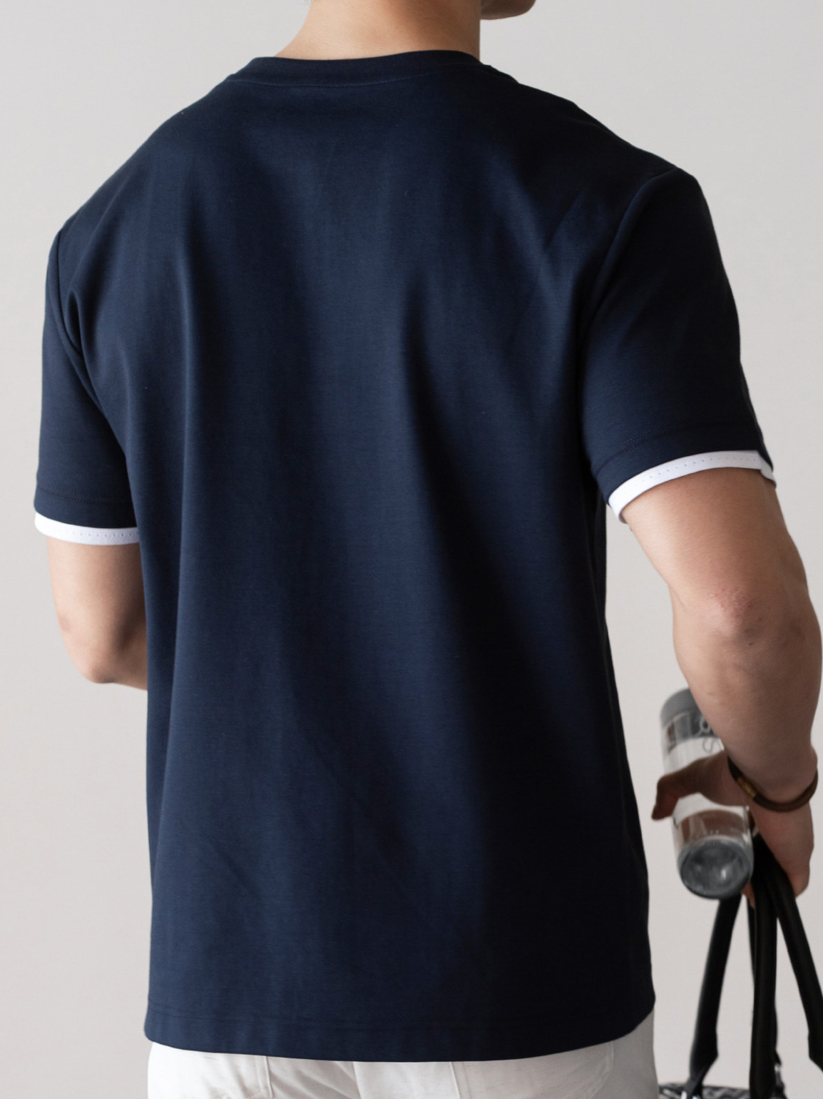 重磅棉拼接撞色袖圓領短袖T恤男士2026春季易打理鬆弛休閒新上衣