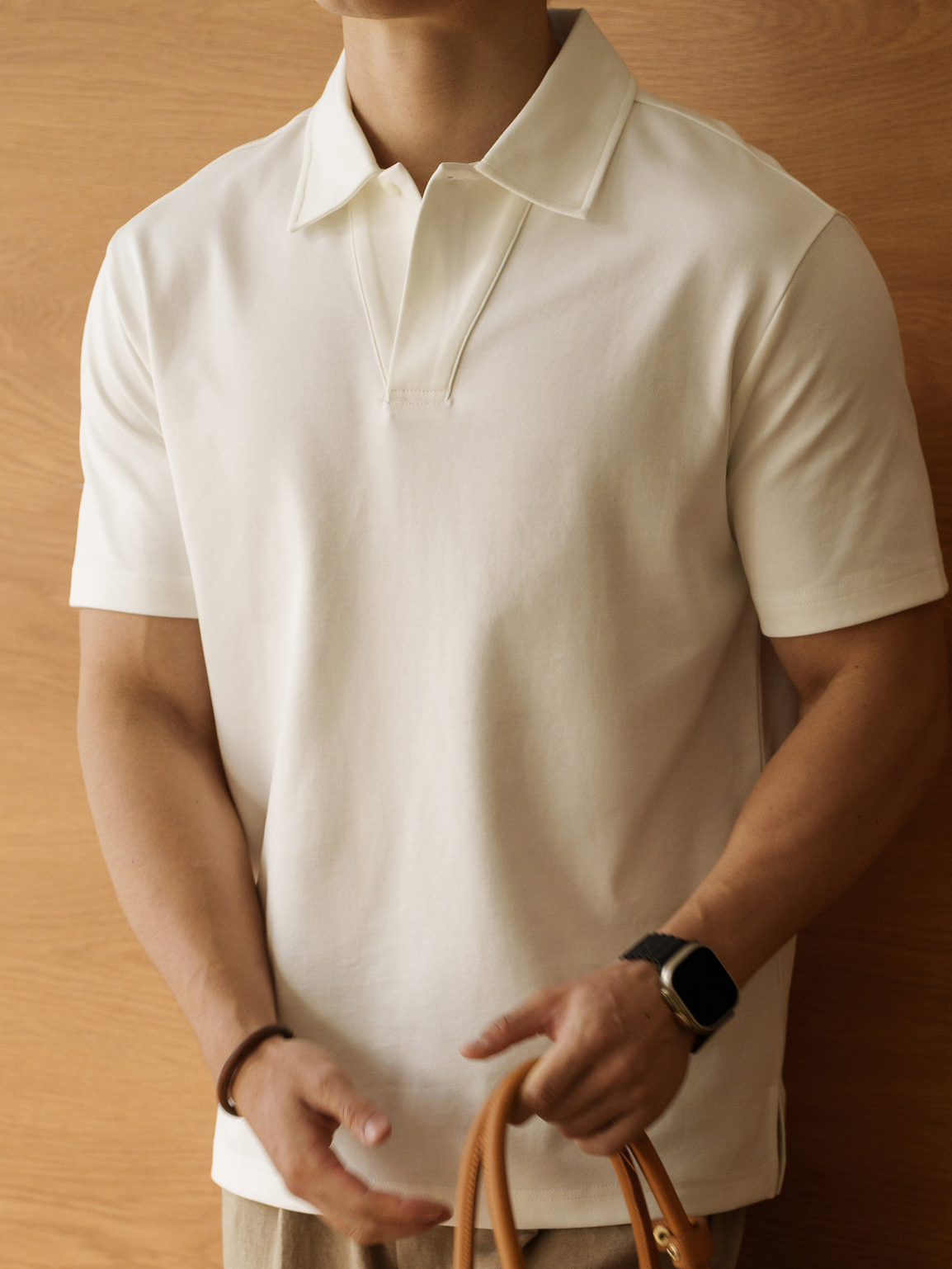 重磅棉混紡經典小翻領POLO衫男士2026春季透氣親膚鬆弛感短袖T恤