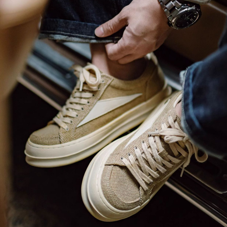 男士板鞋小眾厚底增高百搭潮鞋子美式高街復古做舊休閒帆布鞋