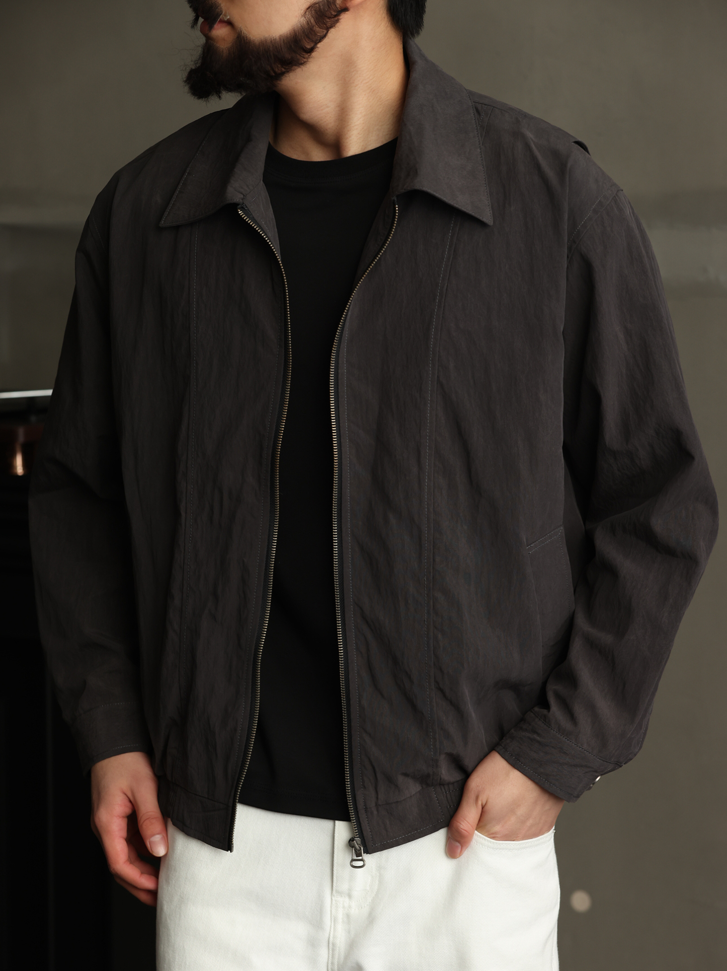 【輕薄零壓感】秋季萊塞爾翻領外套男休閒通勤輕量化夾克