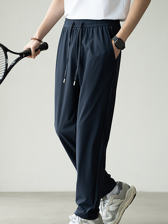 【涼感四面彈】薄冰絲闊腿褲男士夏戶外運動商務休閒新款長褲
