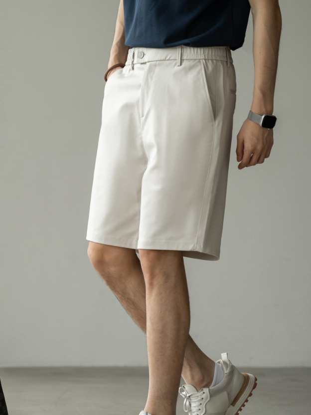 萊賽爾天絲棉零感垂順直筒五分褲男士2025夏新款涼感通勤休閒短褲