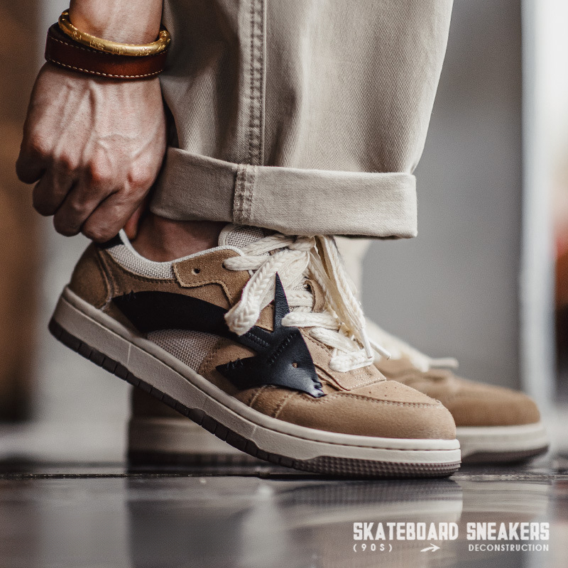 秋季新款復古設計感潮鞋子男低幫透氣休閒運動復古百搭板鞋-Retro's Wear