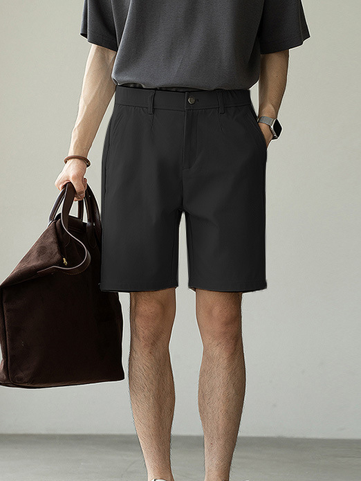 肌理質感直筒短褲男士2025夏季新款涼感休閒褲子