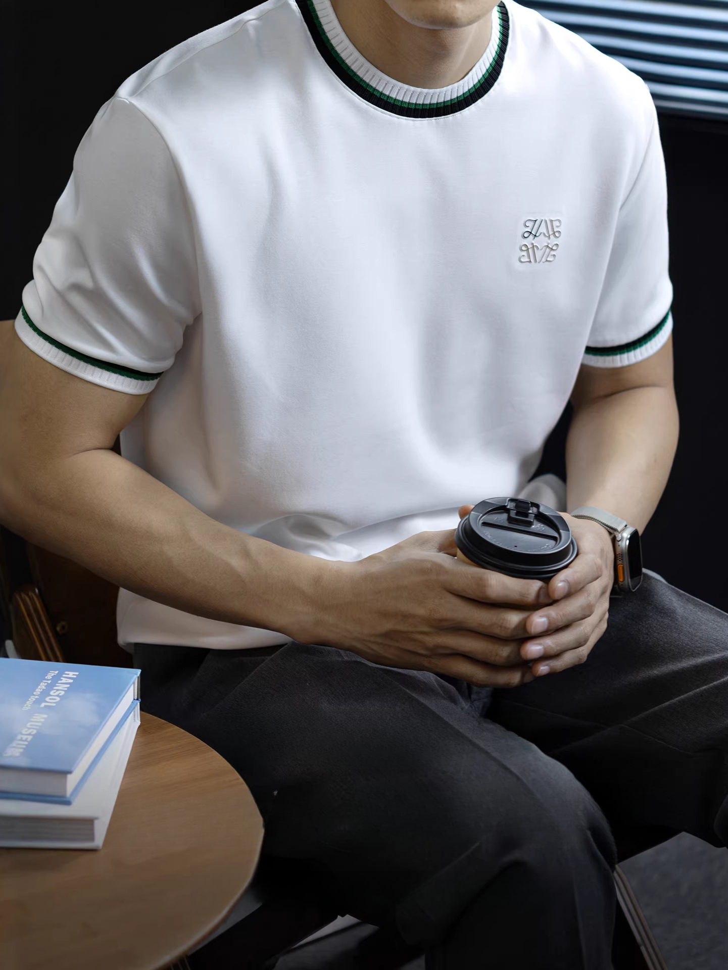 【3D立體壓花】親膚莫代爾棉短袖t桖男夏季新款圓領撞色百搭高級