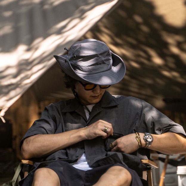 抽繩漁夫帽子男女百搭透氣防曬戶外登山釣魚帽-Retro's Wear