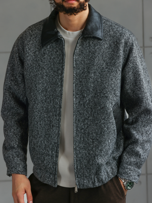 【绅士型格】冬季新款针织毛呢短款夹克男士休闲通勤外套