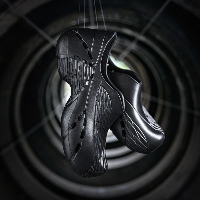 MRA蜻蜓廚師鞋男款夏季2025新款外穿黑色包頭拖鞋開車凉鞋洞洞鞋