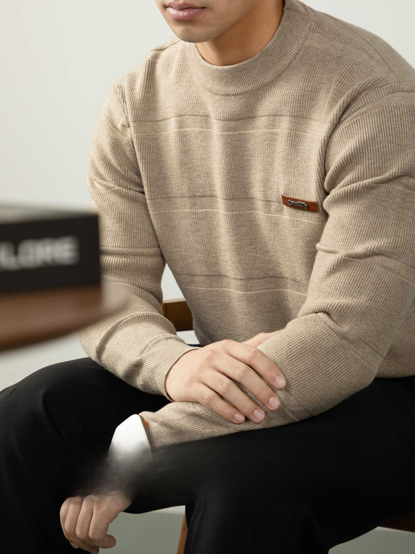 【澳洲綿羊毛X萊賽爾提花針織】高端男針織衫秋冬新款時尚毛線衣