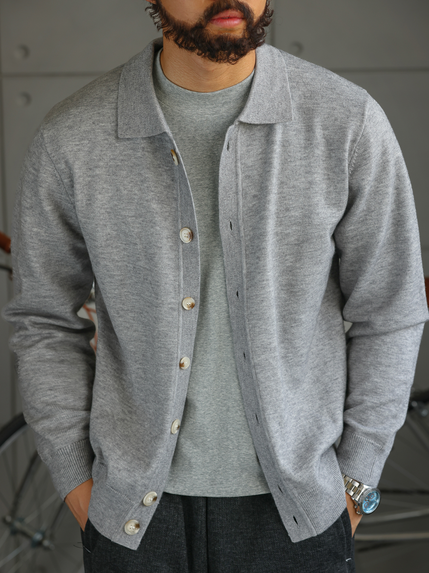 【绅士型格】重磅羊毛双股翻领开衫毛衣男士通勤针织外套