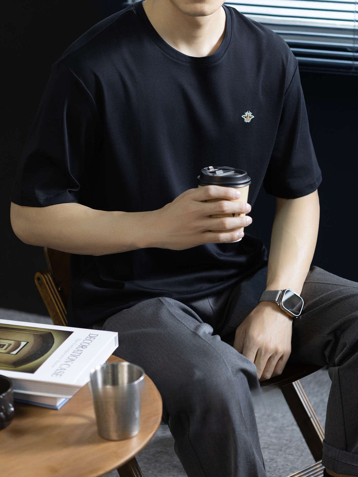 【100%純棉】精緻刺繡設計T桖短袖男款夏季商務百搭透氣上衣圓領