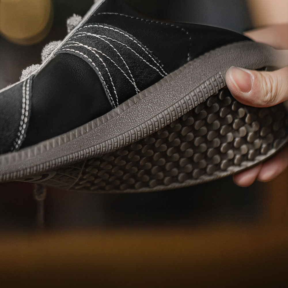 2025春季新款板鞋男低幫復古休閒運動鞋小眾百搭黑色德訓鞋