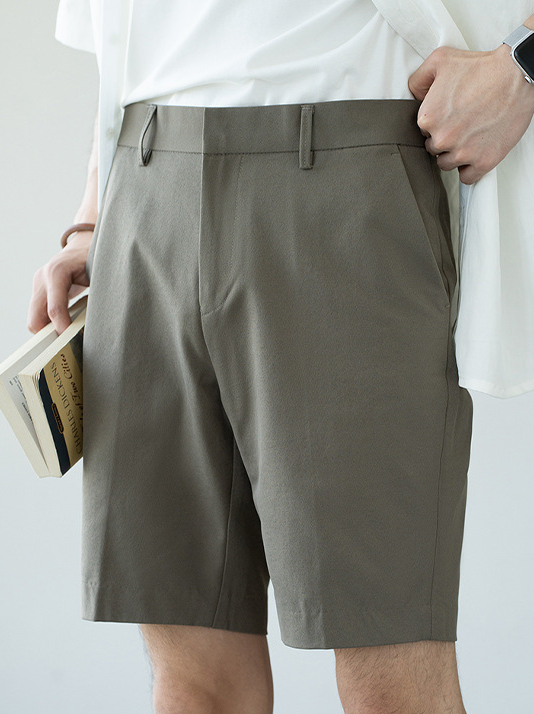 易打理廓形涼感冰絲西裝短褲男士2025夏季休閒通勤直筒新款五分褲