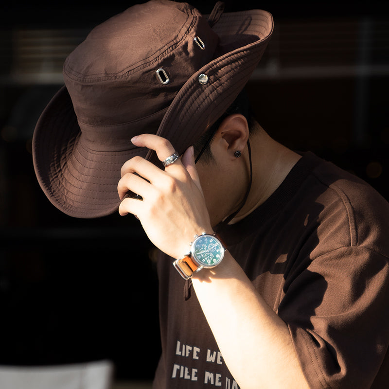 抽繩漁夫帽子男女百搭透氣防曬戶外登山釣魚帽-Retro's Wear