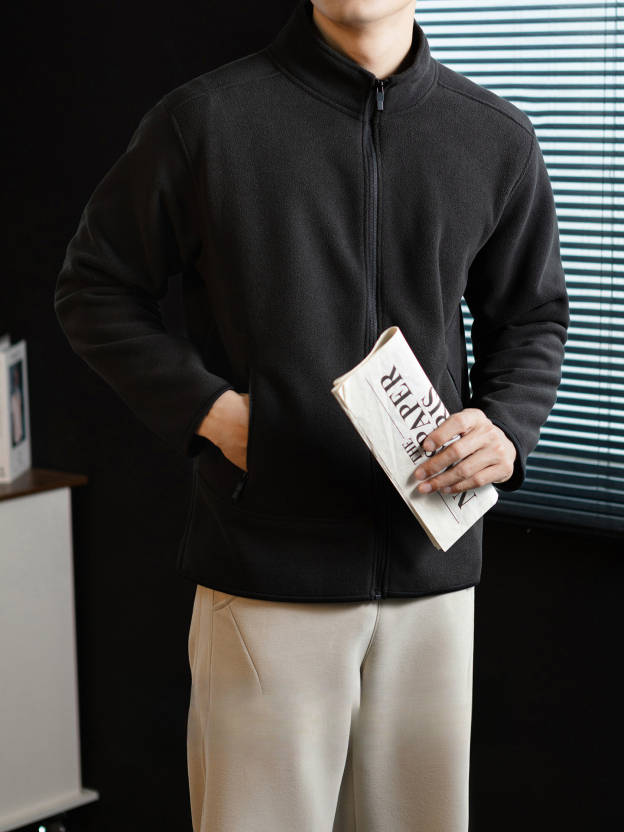 聚热暖绒 | 冬日立领摇粒绒拉链男士外套高端蓄热保暖商务通勤风