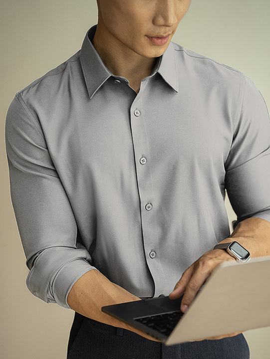 純色抗皺襯衫男士長袖白色2025春季通勤商務免燙正裝高級休閒襯衣