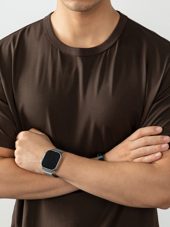 60S冰絲莫代爾棉短袖T恤男2025夏季薄款涼感寬鬆透氣速乾絲光棉