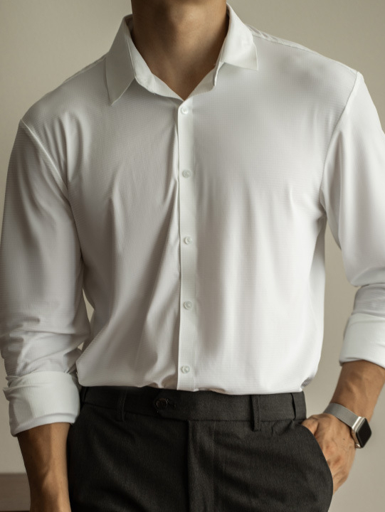 純色抗皺襯衫男士長袖白色2025春季通勤商務免燙正裝高級休閒襯衣
