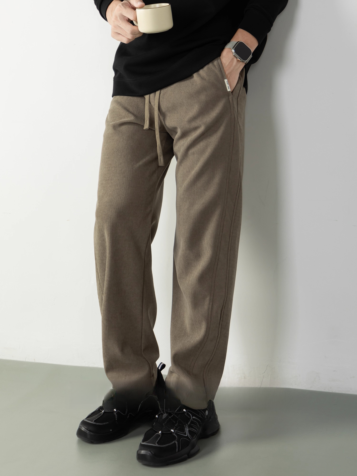 【復古奢適】燈芯絨微闊針織褲男長褲紳士風休閒褲秋冬親膚高級感