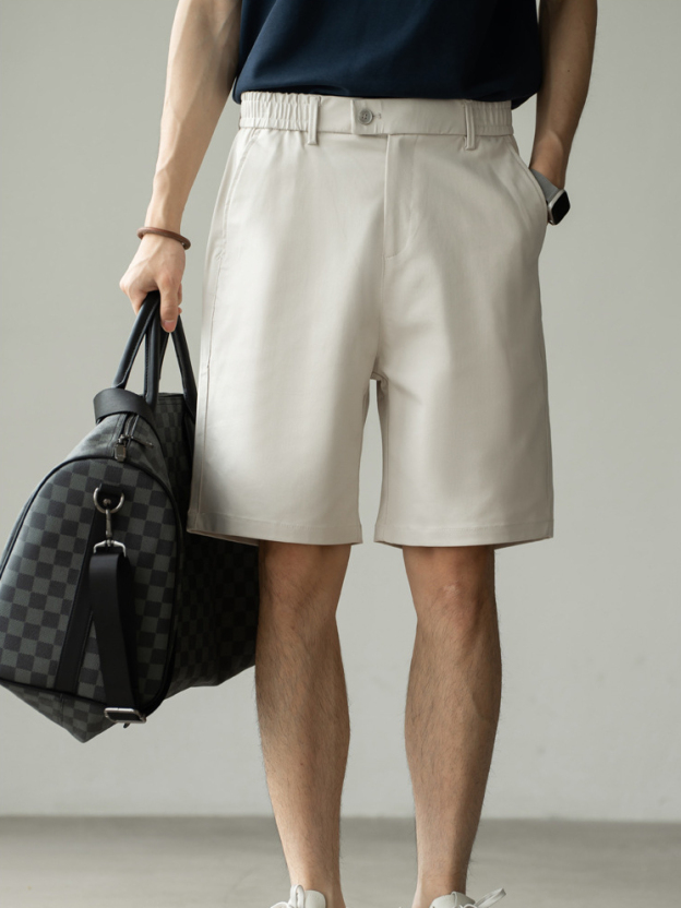 萊賽爾天絲棉零感垂順直筒五分褲男士2025夏新款涼感通勤休閒短褲