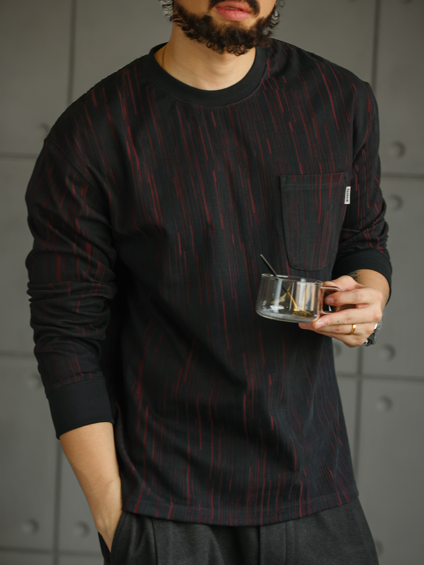 【布魯克林記憶】300g肌理質感長袖T恤男士圓領休閒上衣