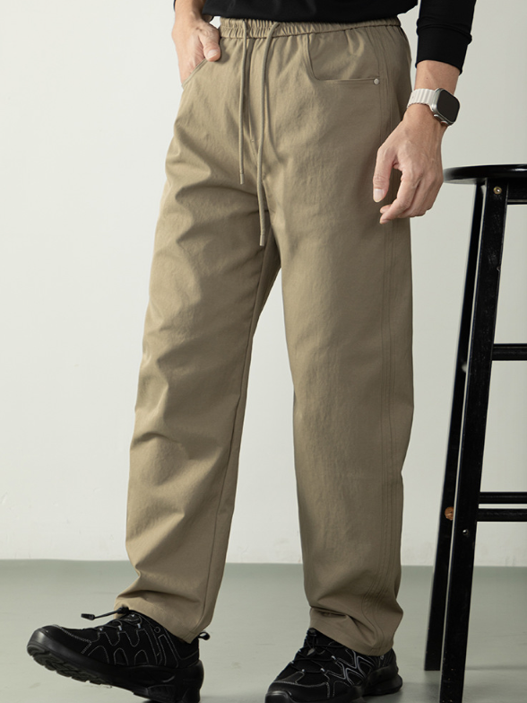 【無界舒適】微闊寬鬆梭織休閒褲長褲男秋冬季鬆緊腰帶運動無束縛