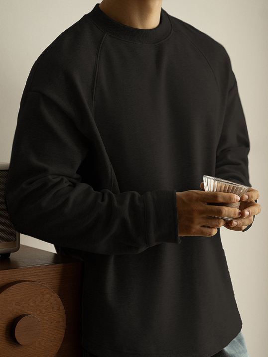 日系重磅加絨加厚插肩襯衫袖衛衣男青年新款休閒長袖打底T恤