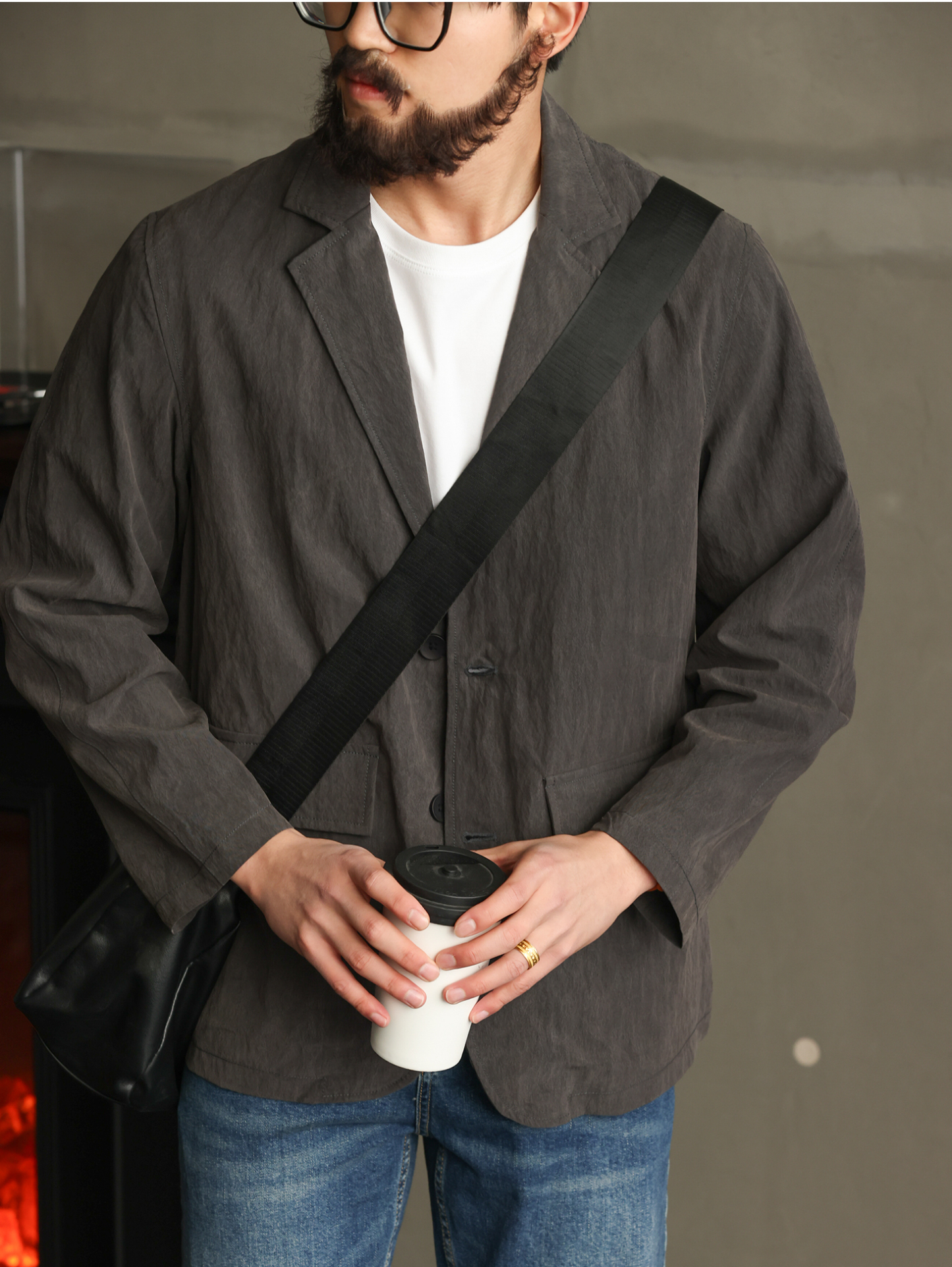 【輕薄零壓感】天絲抗皺肌理感西裝外套男士秋季休閒西服