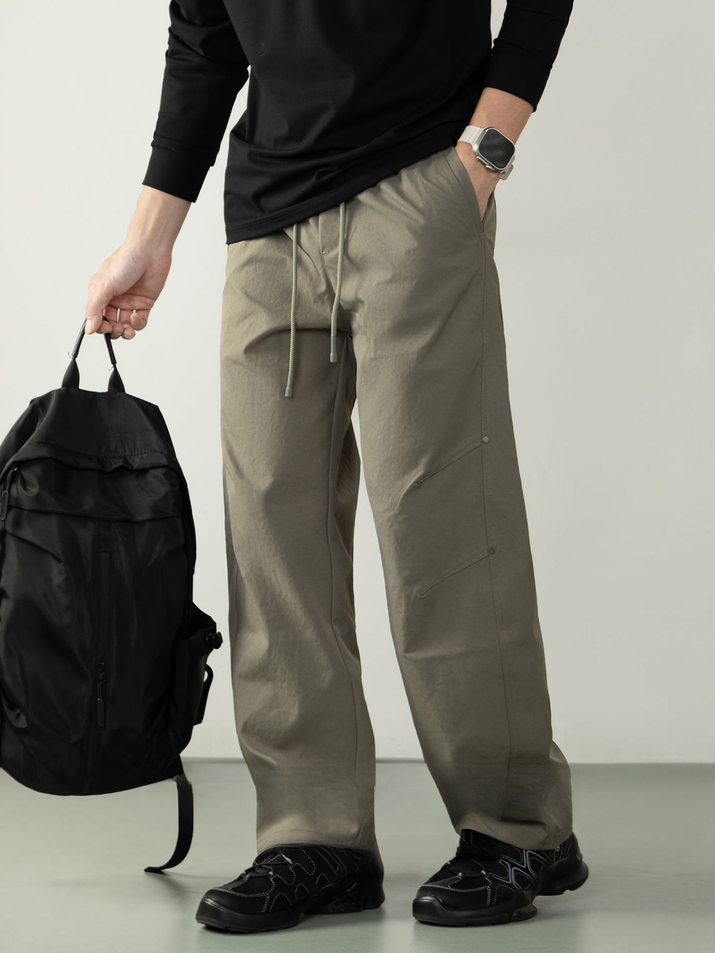 【無界運動系列】零感微寬鬆梭織休閒長褲男士戶外登山透氣工裝褲