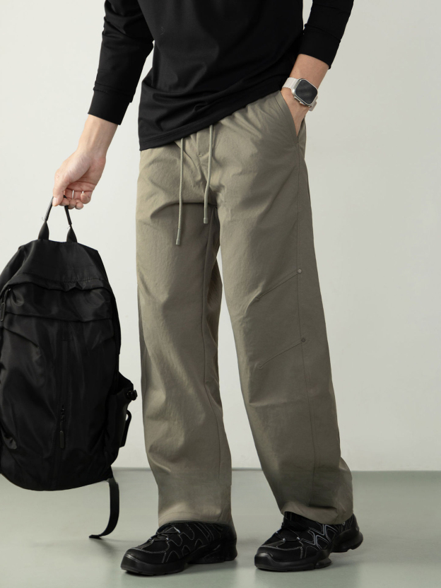 【無界運動系列】零感微寬鬆梭織休閒長褲男士戶外登山透氣工裝褲