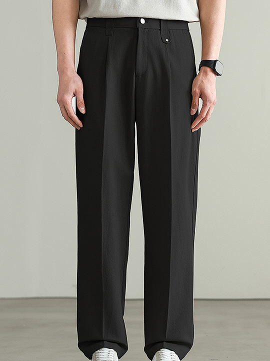 【萊賽爾天絲&棉】垂感斜紋肌理休閒褲男士2026春季新款寬鬆闊腿