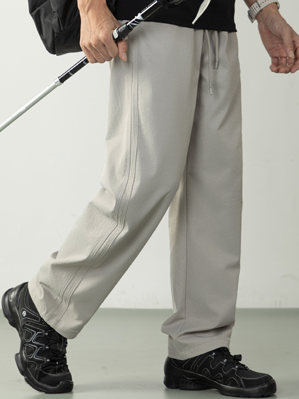 【無界舒適】微闊寬鬆梭織休閒褲長褲男秋冬季鬆緊腰帶運動無束縛