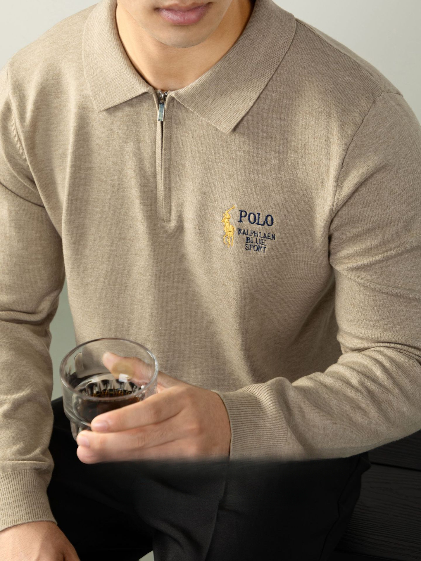 半拉鍊針織衫輕熟男士商務通勤保暖刺繡毛衣冬季