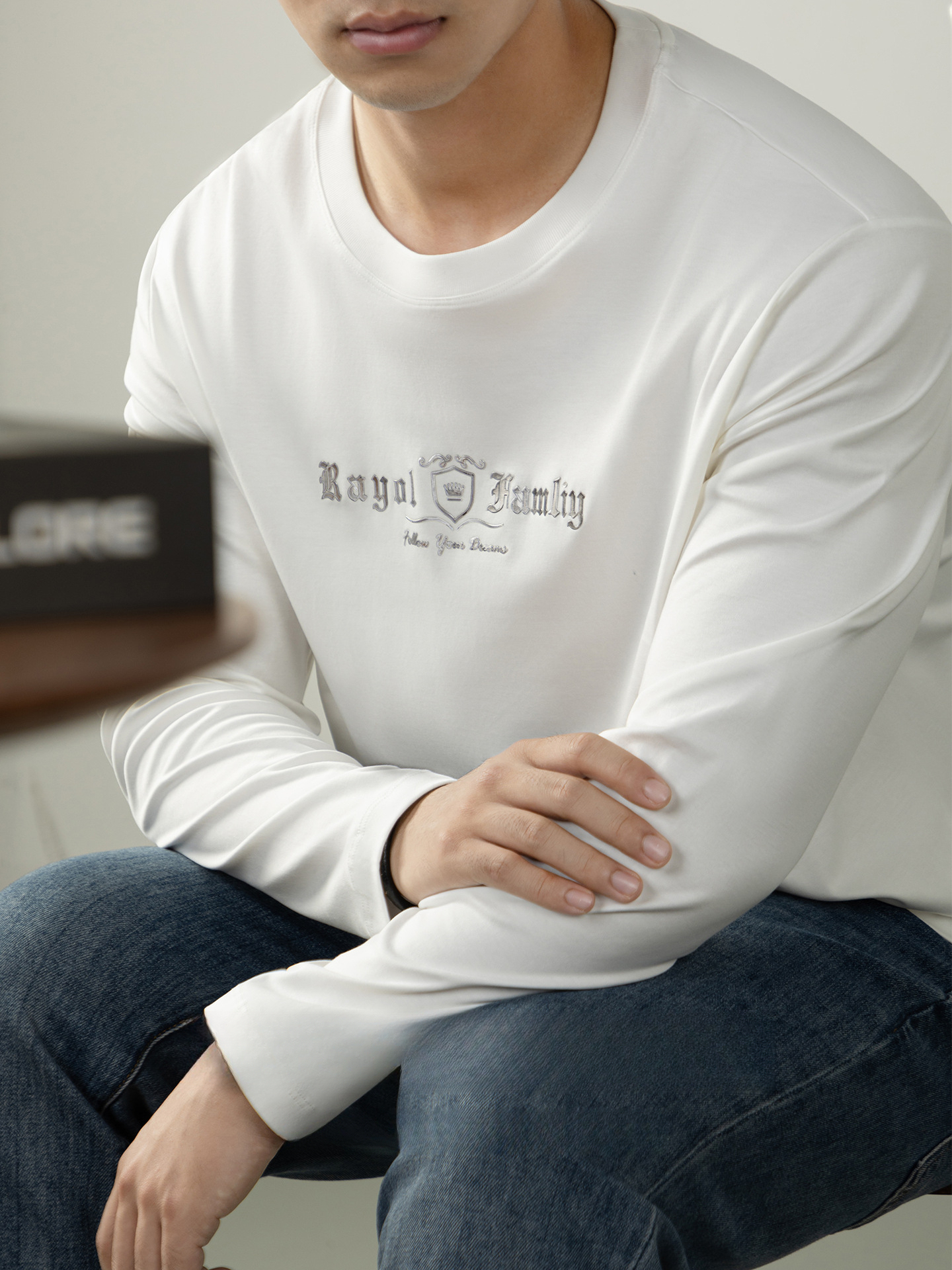 頂奢【液氨磨毛&慕斯絨感棉】男士100%純棉親膚柔滑秋冬長袖T恤衫