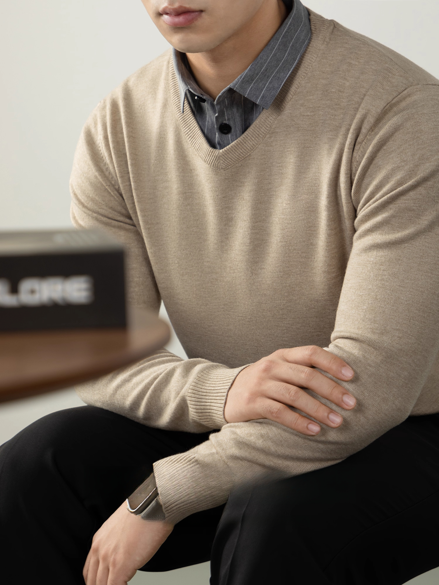 【假兩件】商務輕熟風毛衣男厚款秋冬長袖針織衫襯衫領通勤高級感