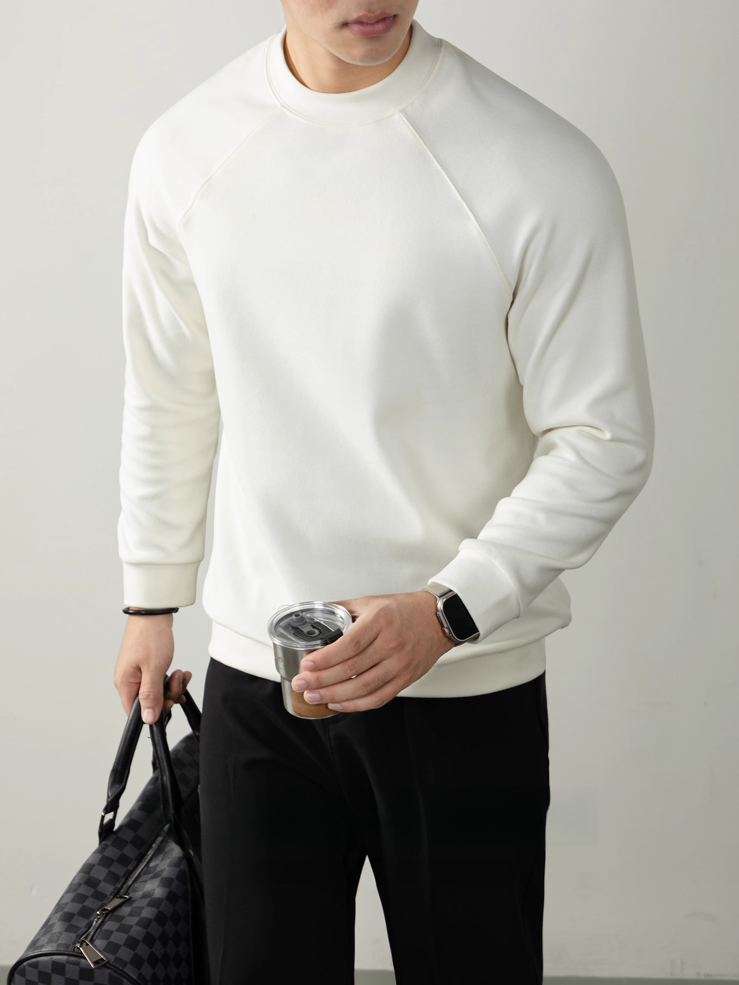 【300G重磅】美式插肩袖衛衣男厚款斜紋肌理高級感打底衫秋冬寬鬆