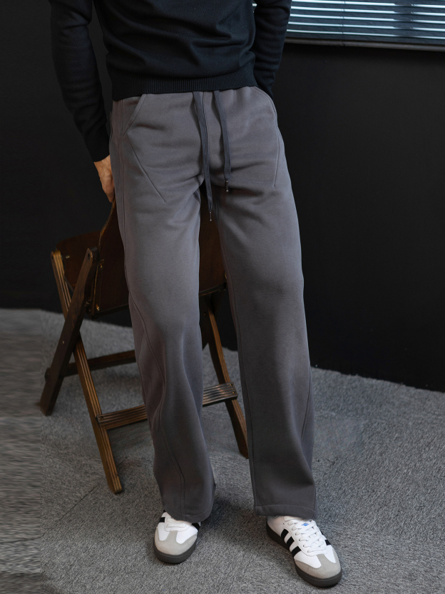 【暖御鬆弛感】高檔羊毛蠶絲加厚短絨彎刀褲男通勤保暖休閒長褲子