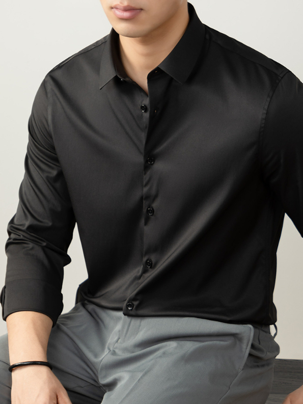 【免燙易打理】80S雙絲光襯衫男長袖商務正裝春秋高級感結婚襯衣