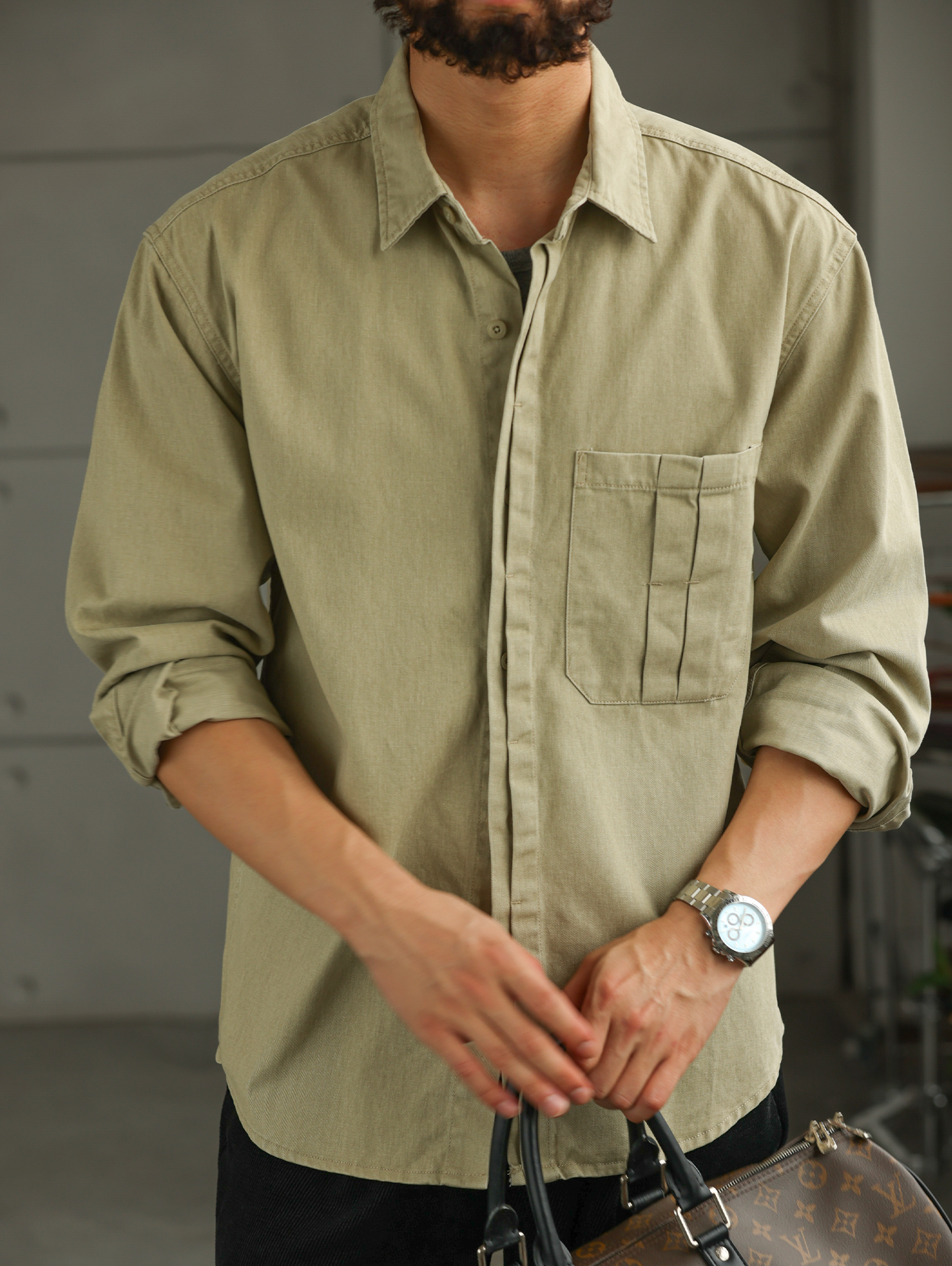 【智域回廊】美式纯棉工装衬衫男士长袖秋季休闲衬衣外套