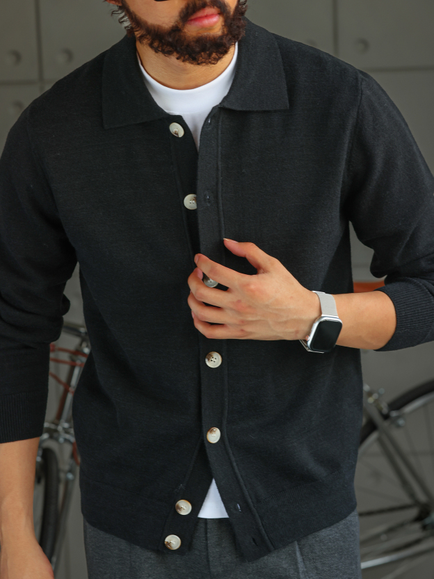 【绅士型格】重磅羊毛双股翻领开衫毛衣男士通勤针织外套