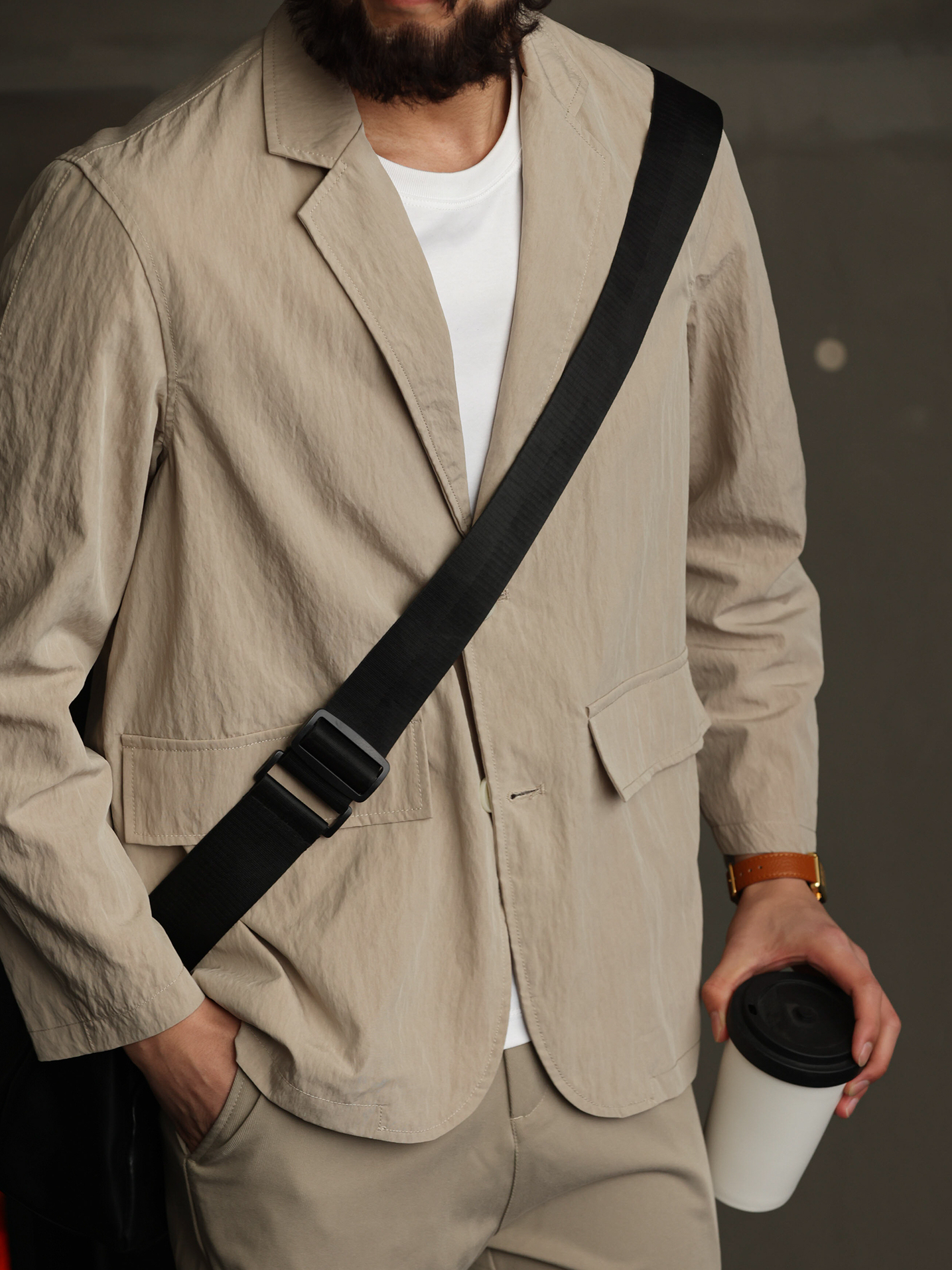 【輕薄零壓感】天絲抗皺肌理感西裝外套男士秋季休閒西服