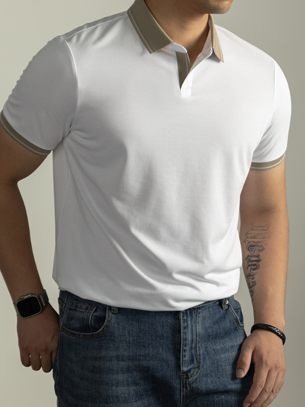 【高端桑蠶絲+醋酸+亞麻】7A抗菌輕奢POLO衫短袖男海鷗翻領T恤涼感