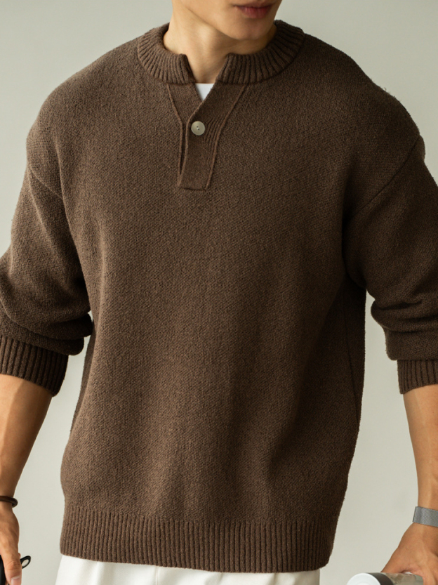 老錢風7針芝麻底提花小V領針織衫男士2025秋冬新款休閒長袖T恤男