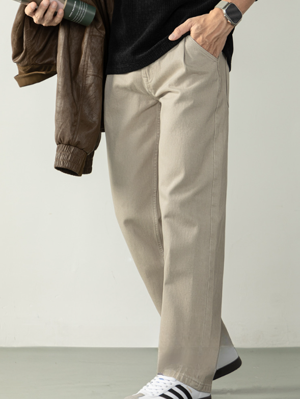 【100%純棉】奢適親膚牛仔褲男長褲秋冬微闊直筒休閒褲秋冬高級感