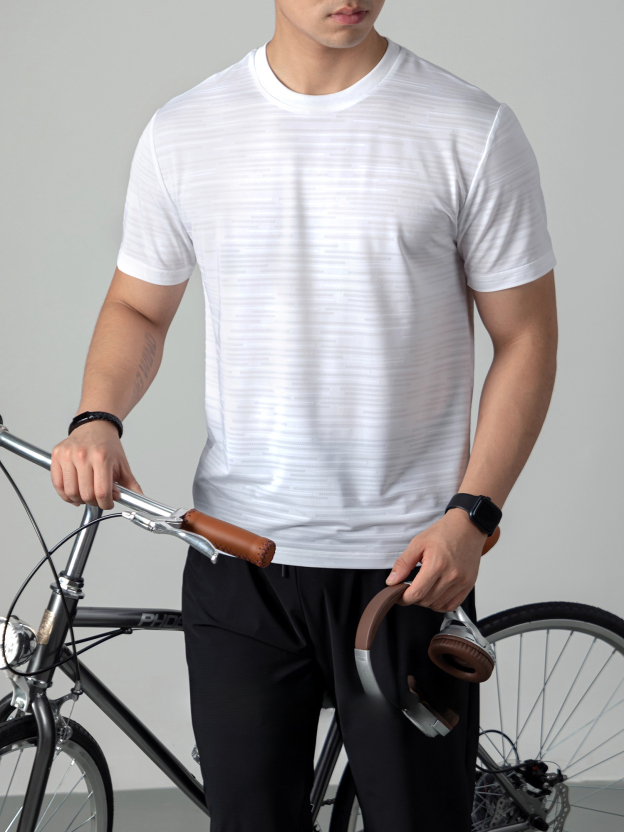 【TechKool冰棱科技運動T】涼感速幹短袖t恤男夏薄款冰絲條紋高端