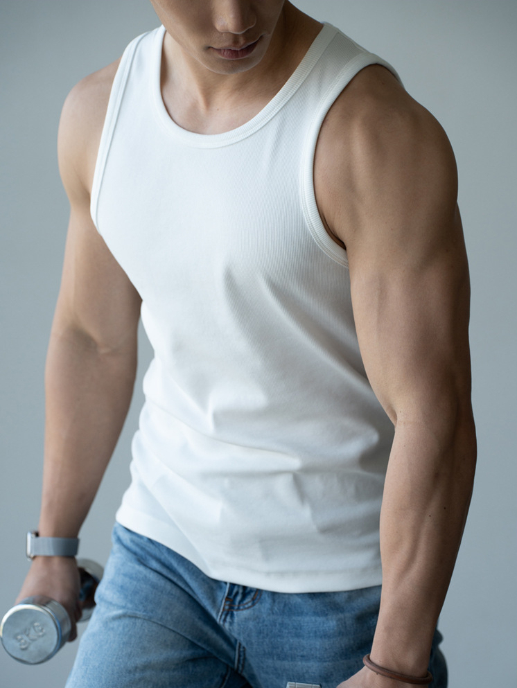 坑條羅紋肌理透氣抗皺T恤男士2025夏季新款通勤休閒高彈健身上衣