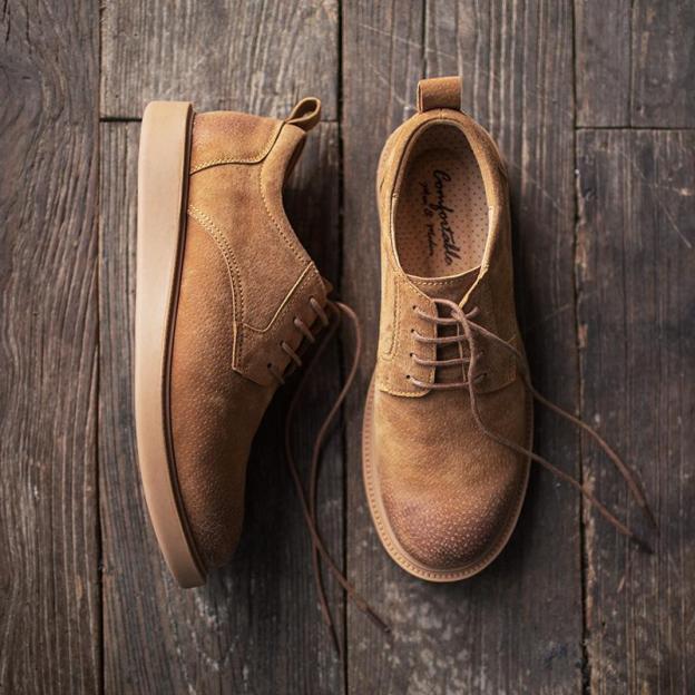 男鞋2022夏季新款英倫風棕色板鞋百搭大頭休閑皮鞋潮低幫工裝鞋-Retro's Wear