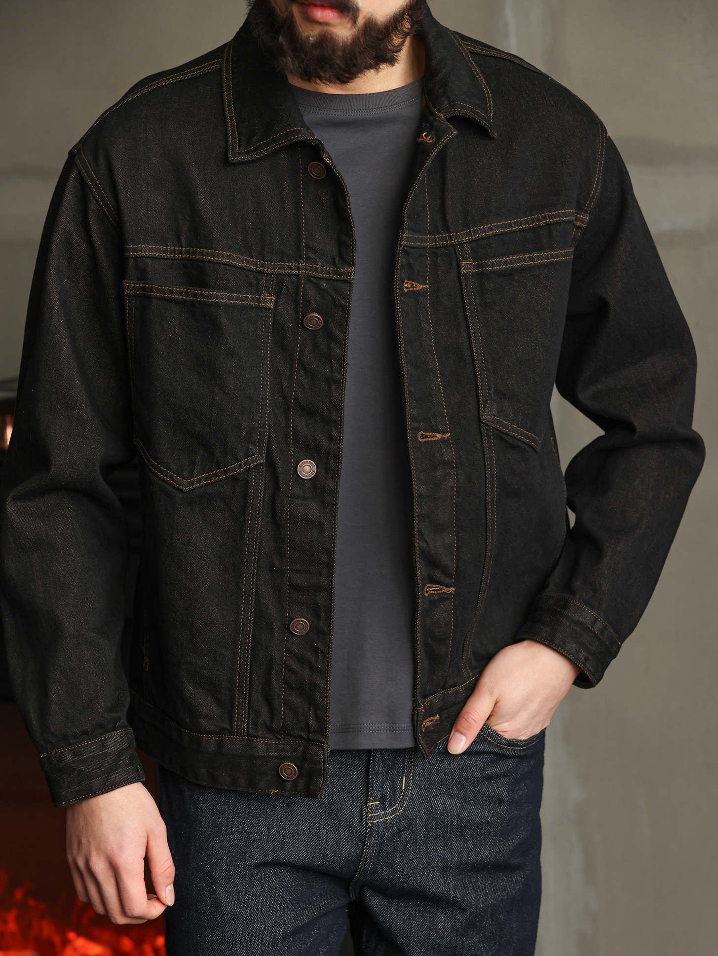 【紳士型格】純棉原牛色短款牛仔夾克男秋季高級簡約外套